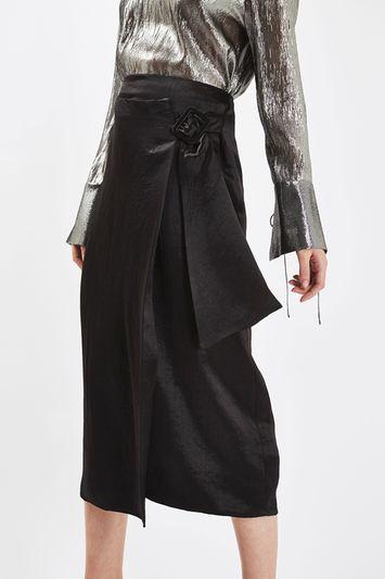 Topshop Buckle Drape Skirt By Boutique