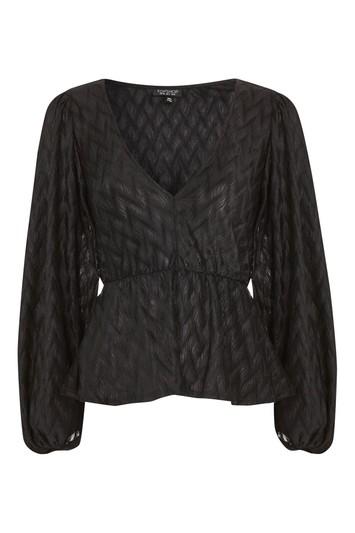 Topshop Swirl Plisse Peplum Top