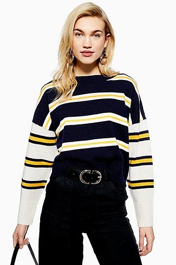 Topshop Block Stripe Slouch Jumper