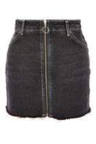 Topshop Moto Zip A-line Denim Skirt