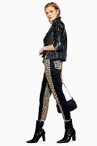Topshop Leopard Panel Mom Jeans