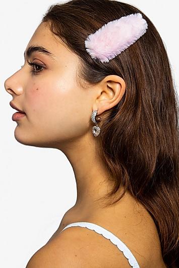 Topshop *pastel Pink Faux Fur Hair Slide Clips