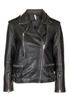 Topshop Distressed Leather Biker Jacket