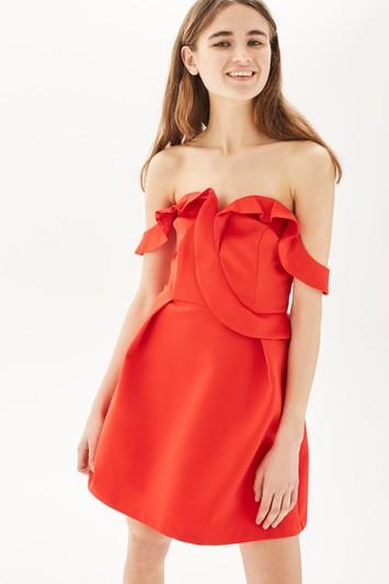 Topshop Ruffle Bardot Mini Dress