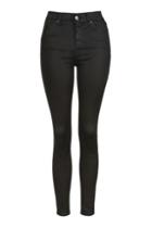 Topshop Moto Black Coated Jamie Jeans