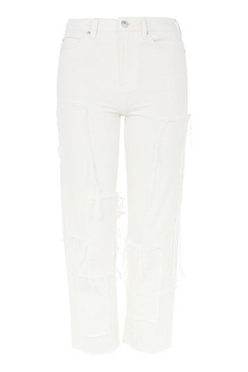 Topshop Moto Patch Selvedge Straight Leg Jeans