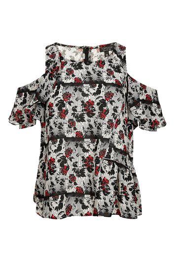 Topshop Re-gen Ruffle Cold Shoulder Top