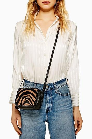 Topshop Tiger Print Whipstitch Cross Body Bag