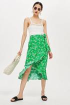 Topshop Whispy Floral Print Midi Skirt
