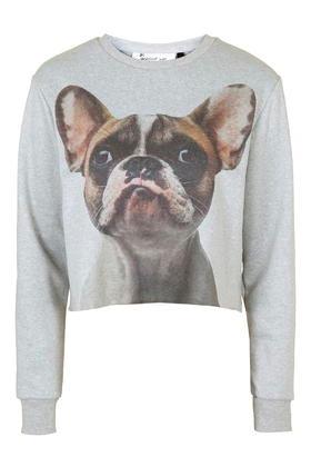 Topshop French Bulldog Crop Sweater By Tee And Cake