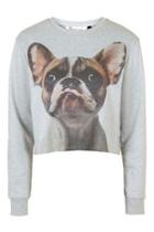 Topshop French Bulldog Crop Sweater By Tee And Cake