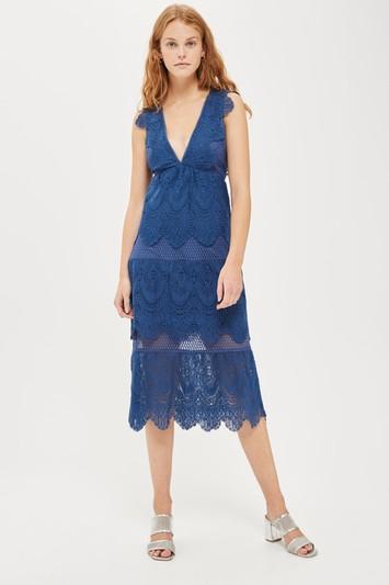 Topshop Tiered Lace Midi Dress