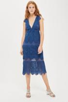 Topshop Tiered Lace Midi Dress