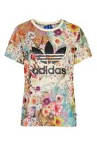Topshop Floral Print Trefoil Tee By Adidas Originals