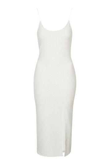 Topshop Metallic Scoop Split Midi Dress