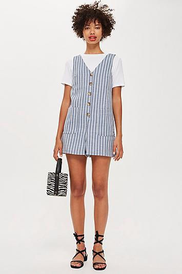 Topshop Linen Stripe Romper Playsuit