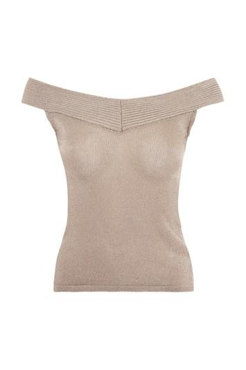 Topshop Metal Yarn Bardot Top