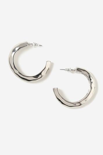 Topshop Silver Beaten Chunky Hoop Earrings