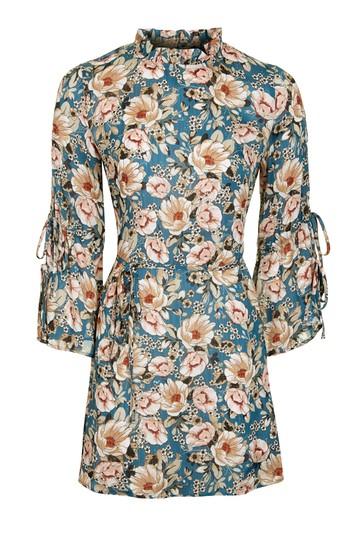 Topshop Peony Blush Tie Sleeve Dress