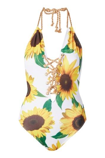 Topshop *sunflower Lace Up Swimsuit By Jaded