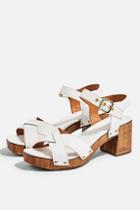 Topshop Veronica White Leather Clog Sandals