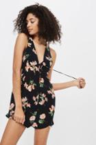 Topshop Floral Lace Up Playsuit