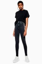 Topshop Tall Washed Black Leopard Side Stripe Jamie Jeans