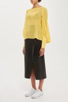 Topshop Silk Sheer Puff Sleeve Blouse By Boutique