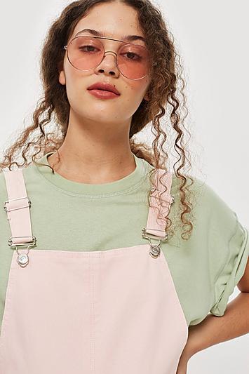 Topshop Denim Short Dungarees