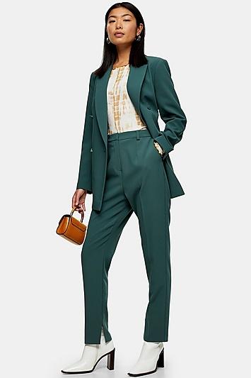 Topshop Green Split Cigarette Trousers