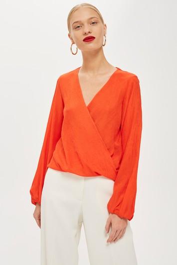 Topshop Drape Wrap Over Blouse