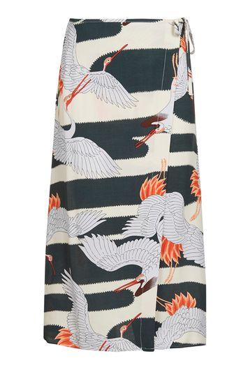 Topshop Heron Print Wrap Skirt