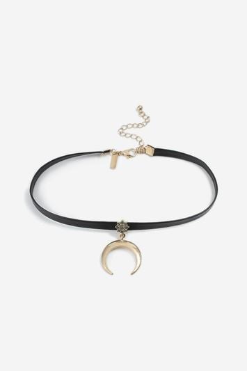 Topshop Black Horn Charm Choker Necklace
