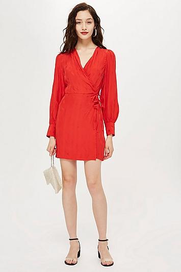 Topshop Jacquard Wrap Mini Dress