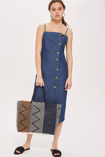 Topshop Peter Woven Checked Shopper Bag