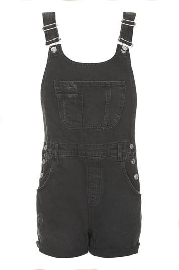 Topshop Moto Short Denim Dungarees