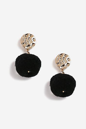 Topshop *beaten Disc And Pom Pom Drop Earrings
