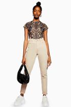 Topshop Sand Neon Stitched Mom Jeans