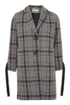 Topshop Lace Up Sleeve Checked Coat