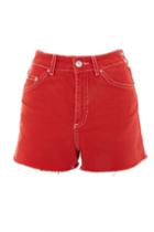Topshop Moto Red Mom Shorts