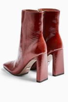 Topshop Halia Leather Tan Square Toe Boots