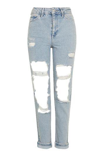 Topshop Moto Bleach Busted Mom Jeans