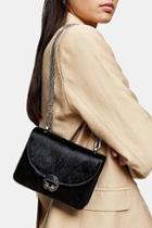 Topshop Cassidy Black Leather Cross Body Bag