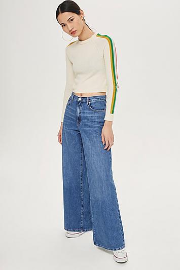 Topshop Light Blue Wide Leg Jeans