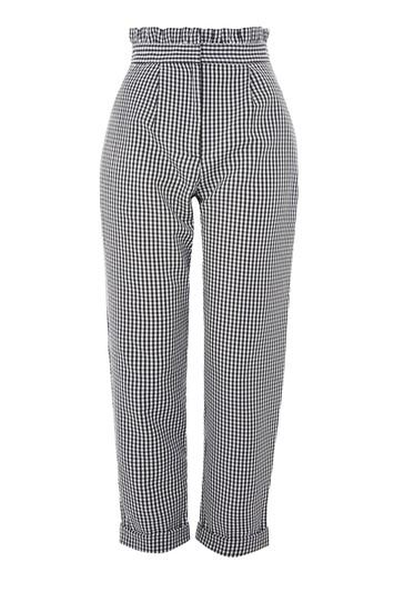 Topshop Gingham Mensy Ruffle Waist Trousers
