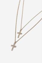 Topshop *rhinestone Cross Multi-row Necklace