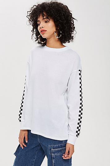 Topshop Petite Checkerboard Tunic T-shirt