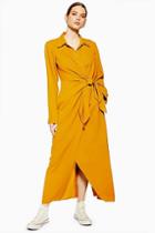 Topshop *yellow Wool Rich Wrap Shirt Dress By Boutique