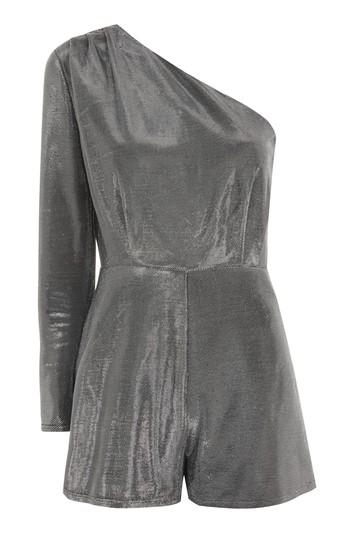 Topshop One Shoulder Chainmail Playsuit