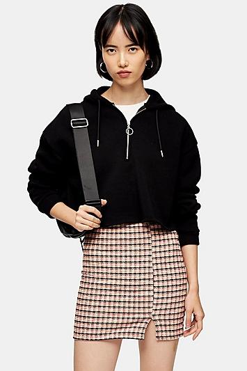 Topshop Pink Check Jersey Mini Skirt